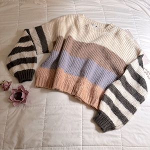 Cropped Colorblock Sweater